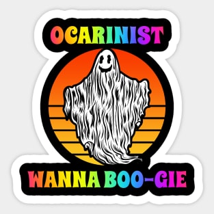 Ocarinist Wanna Boogie Groovy Halloween Party Retro Vintage Sticker